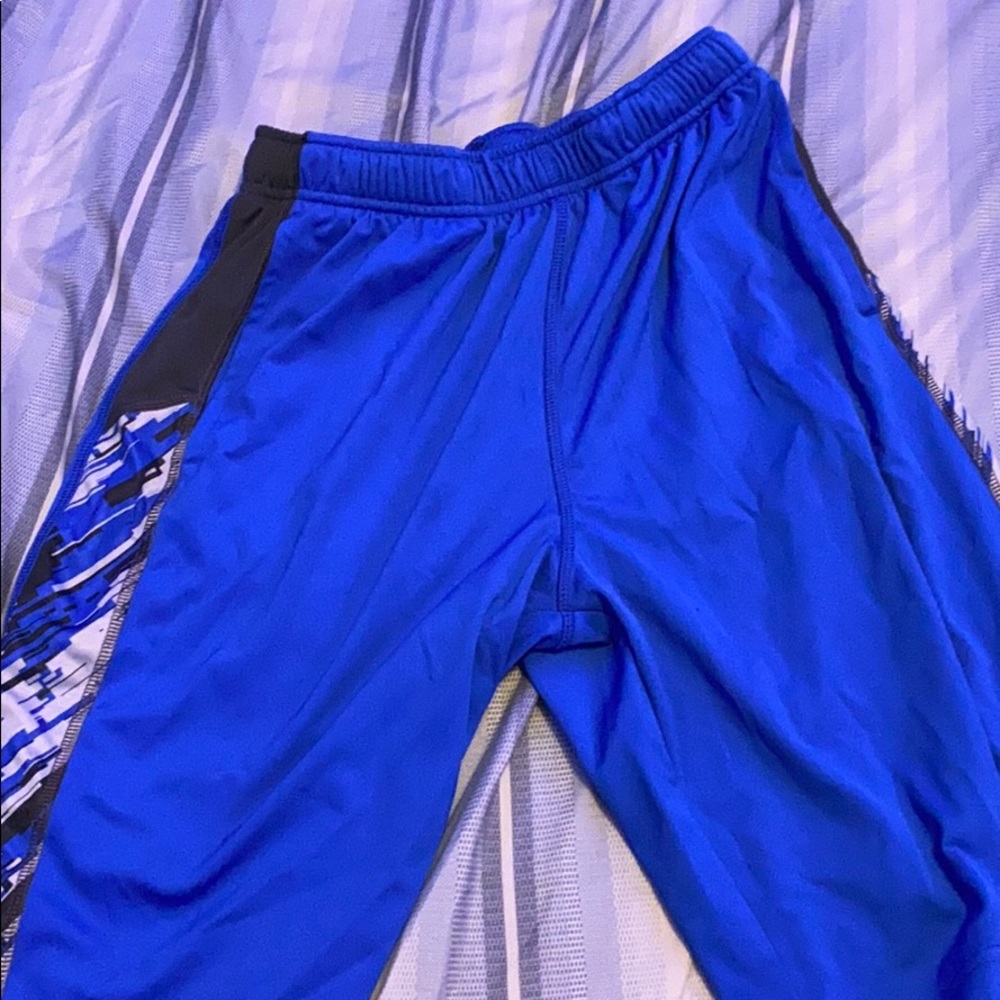 Blue with black and white pattern Nike shorts